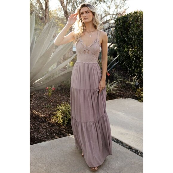 NWT Baltic Born Summerlin Lace Top Maxi Dress Dusty Mauve Lilac Small - Picture 2 of 14